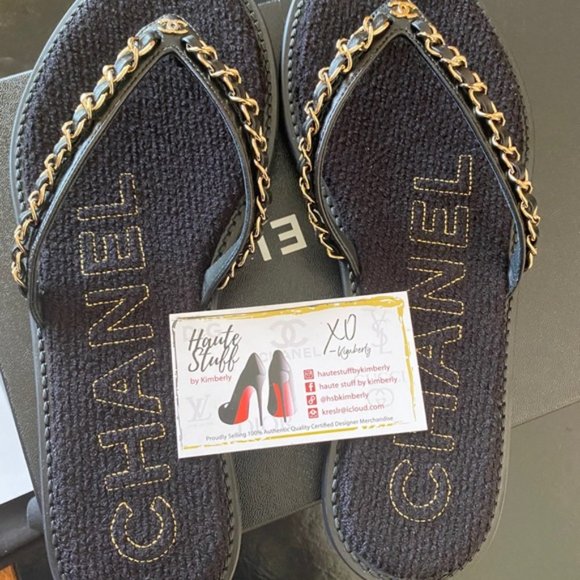 Chanel new chain black sandals size 38 - Picture 5 of 6